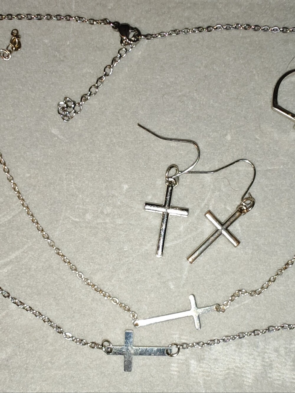 Sterling Silver Cross Necklace, Bracelet, Ring And Earrings I'll